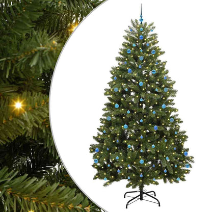 Kunstkerstboom met LED -striplichten Groen 270 cm PVC en Metaal