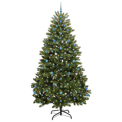 Kunstkerstboom met LED -striplichten Groen 270 cm PVC en Metaal