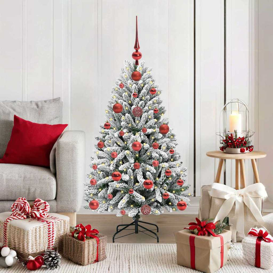 Kunstkerstboom Groen en Wit 120 cm PVC en Metaal