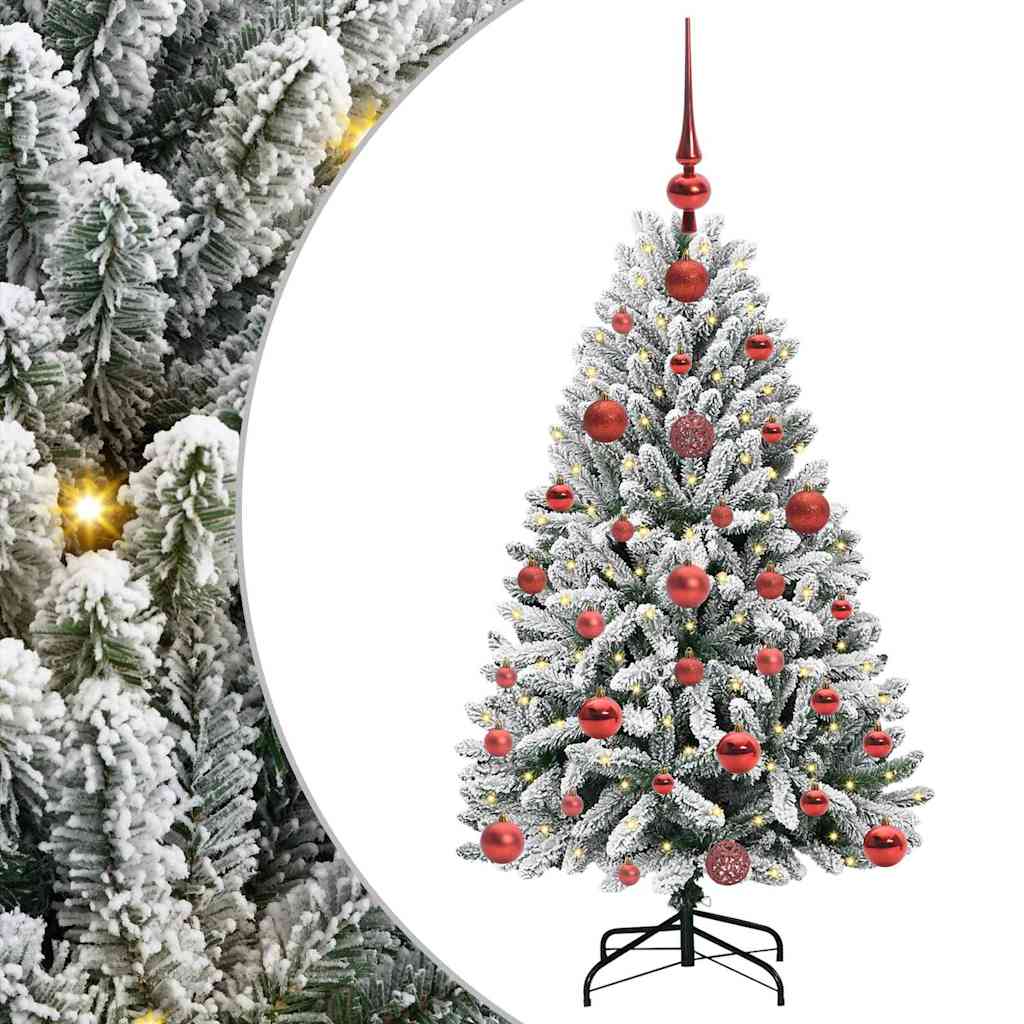 Kunstkerstboom Groen en Wit 120 cm PVC en Metaal