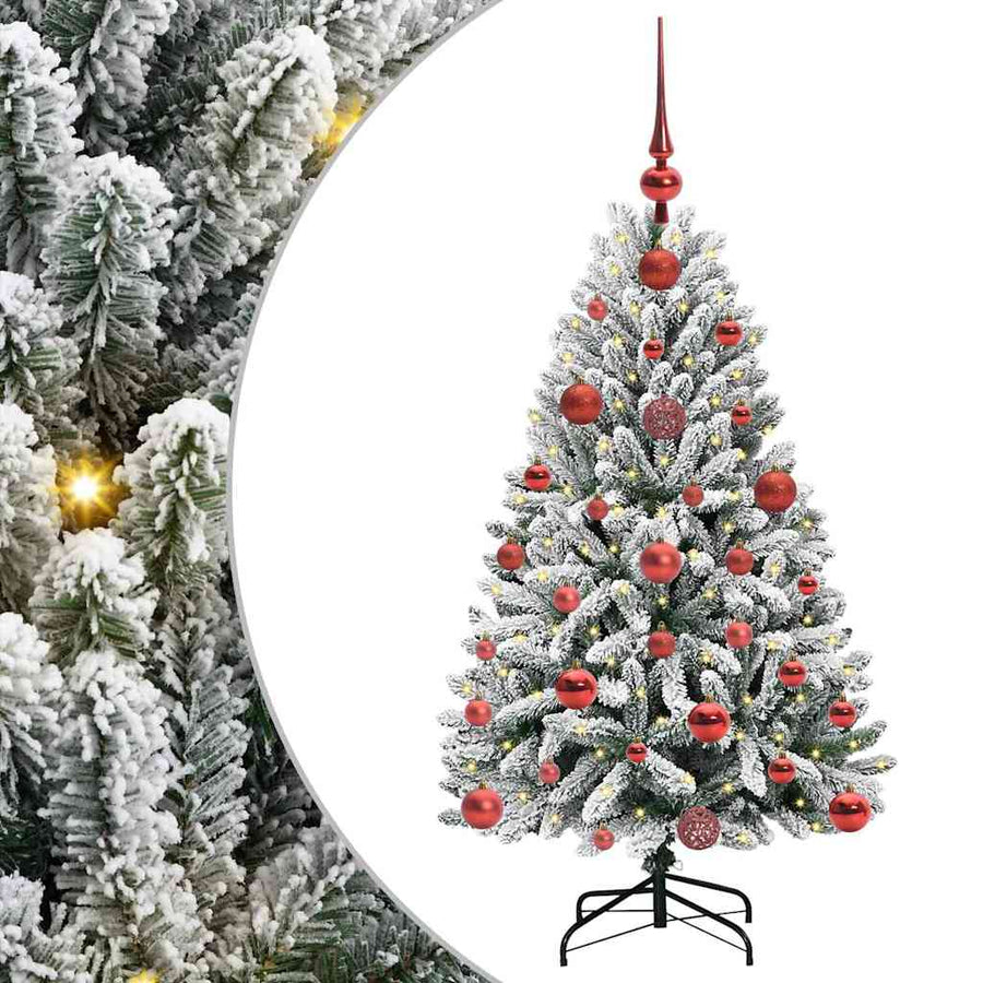 Kunstkerstboom Groen en Wit 120 cm PVC en Metaal