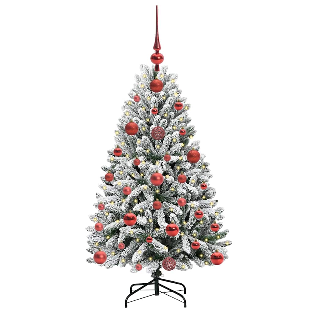Kunstkerstboom Groen en Wit 120 cm PVC en Metaal