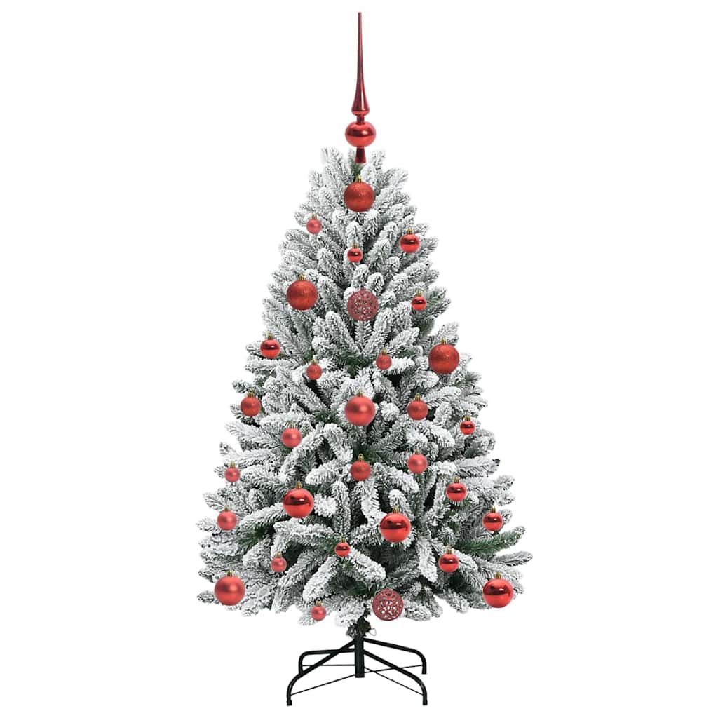Kunstkerstboom Groen en Wit 120 cm PVC en Metaal