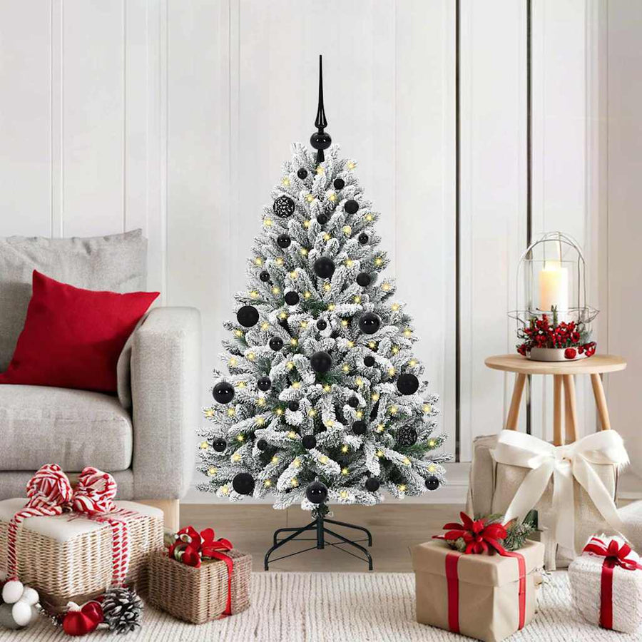 Kunstkerstboom Groen en Wit 120 cm PVC en Metaal