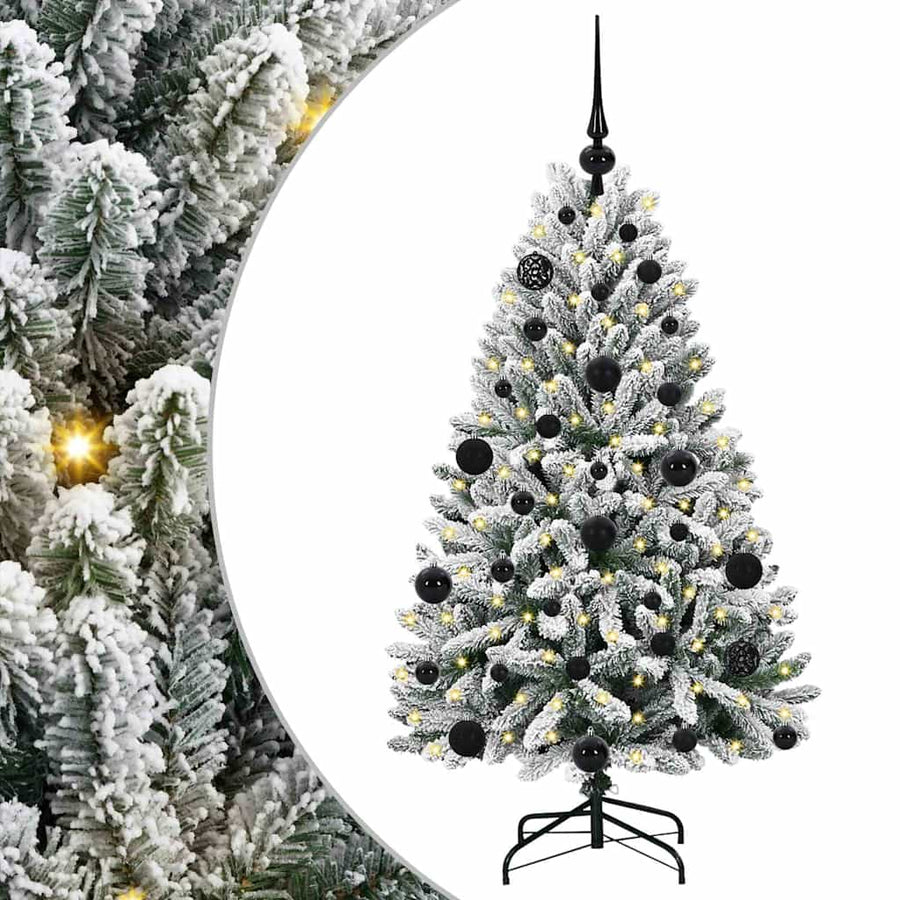 Kunstkerstboom Groen en Wit 120 cm PVC en Metaal