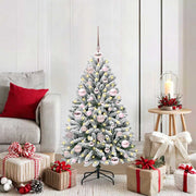 Kunstkerstboom 120 cm groen wit PVC metaal