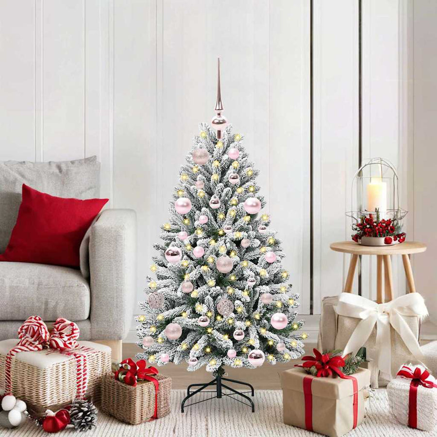 Kunstkerstboom Groen en Wit 120 cm PVC en Metaal