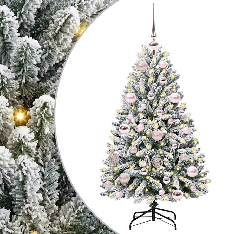 Kunstkerstboom Groen en Wit 120 cm PVC en Metaal
