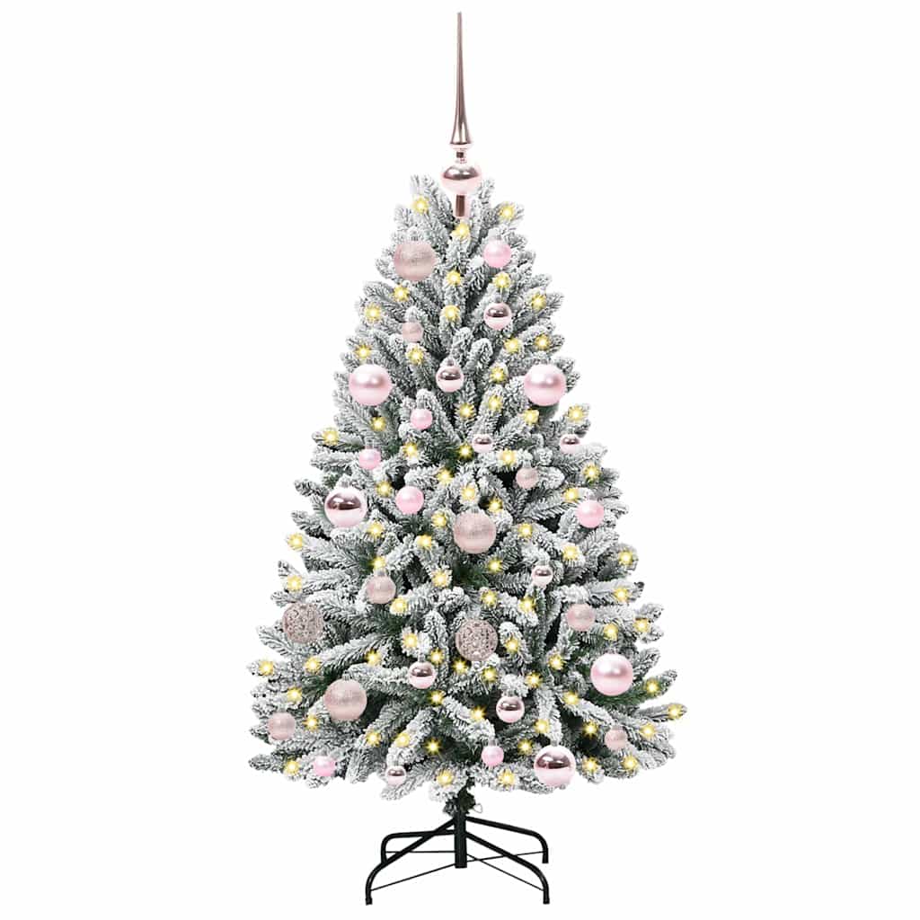 Kunstkerstboom Groen en Wit 120 cm PVC en Metaal