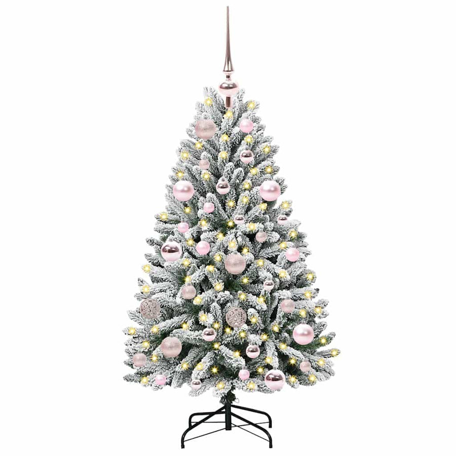 Kunstkerstboom Groen en Wit 120 cm PVC en Metaal