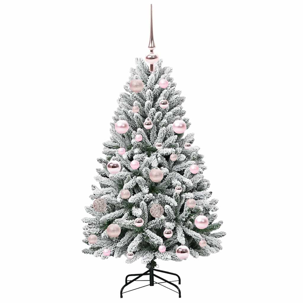 Kunstkerstboom Groen en Wit 120 cm PVC en Metaal