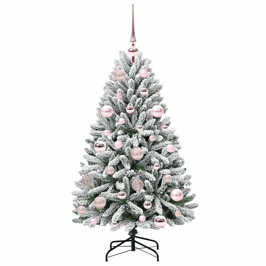 Kunstkerstboom Groen en Wit 120 cm PVC en Metaal
