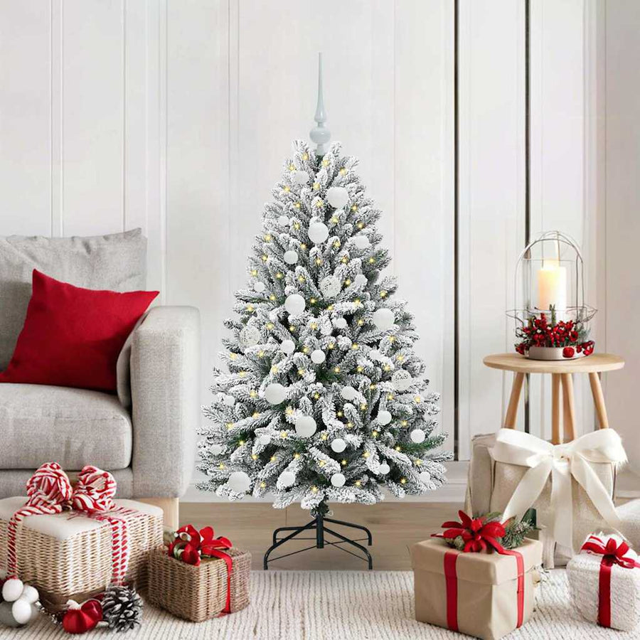 Kunstkerstboom Groen en Wit 120 cm PVC en Metaal