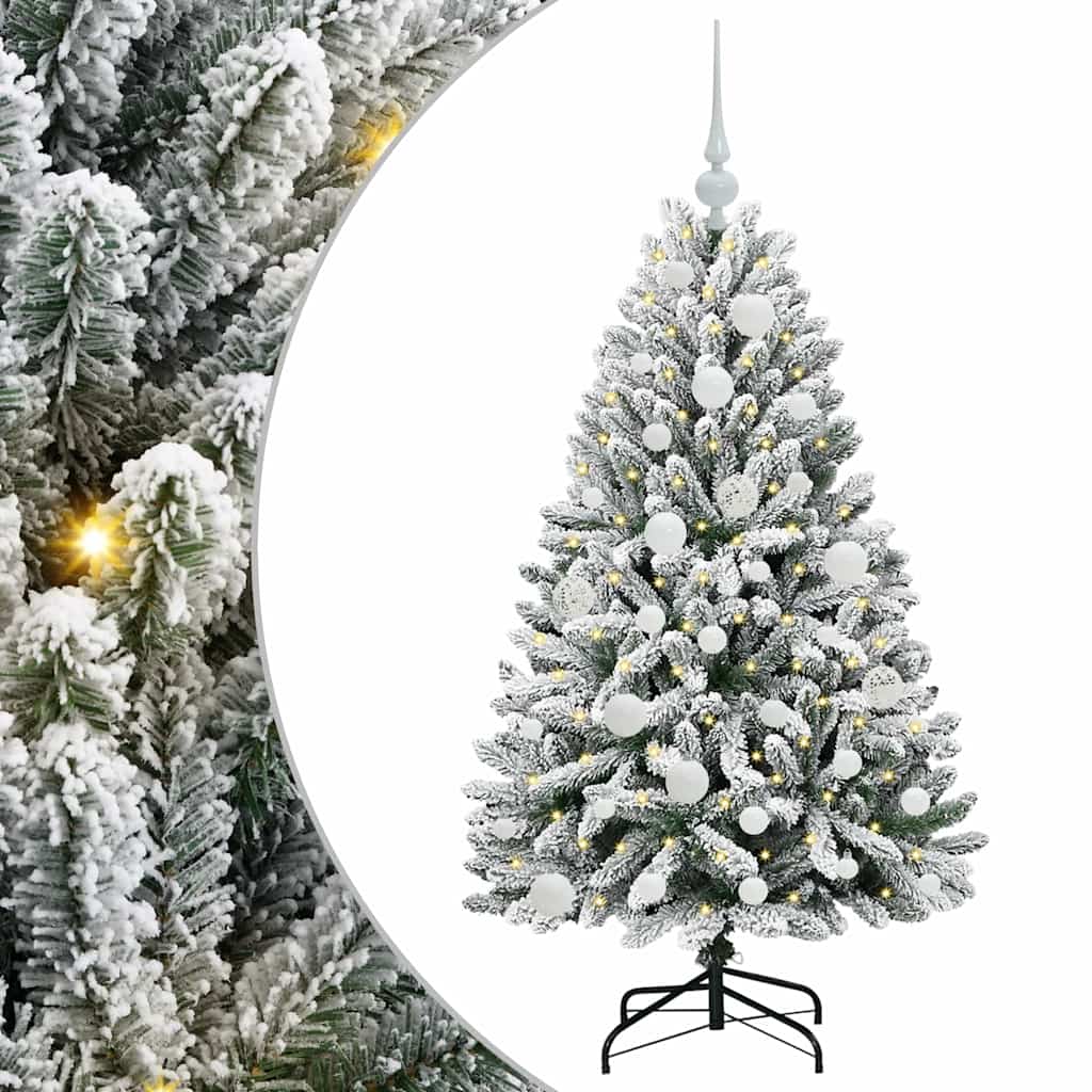 Kunstkerstboom Groen en Wit 120 cm PVC en Metaal