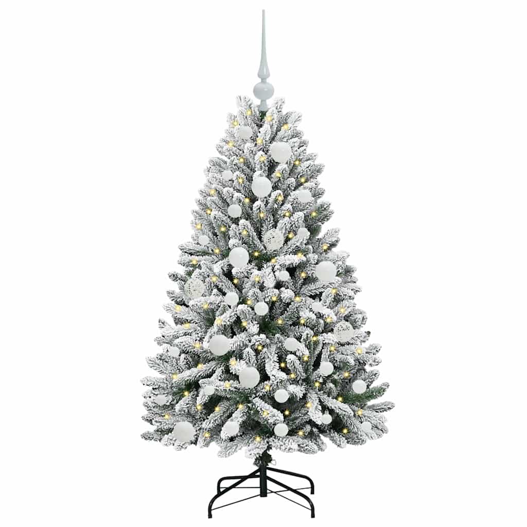Kunstkerstboom Groen en Wit 120 cm PVC en Metaal
