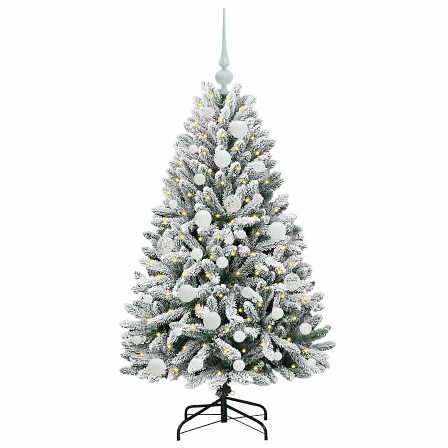 Kunstkerstboom Groen en Wit 120 cm PVC en Metaal