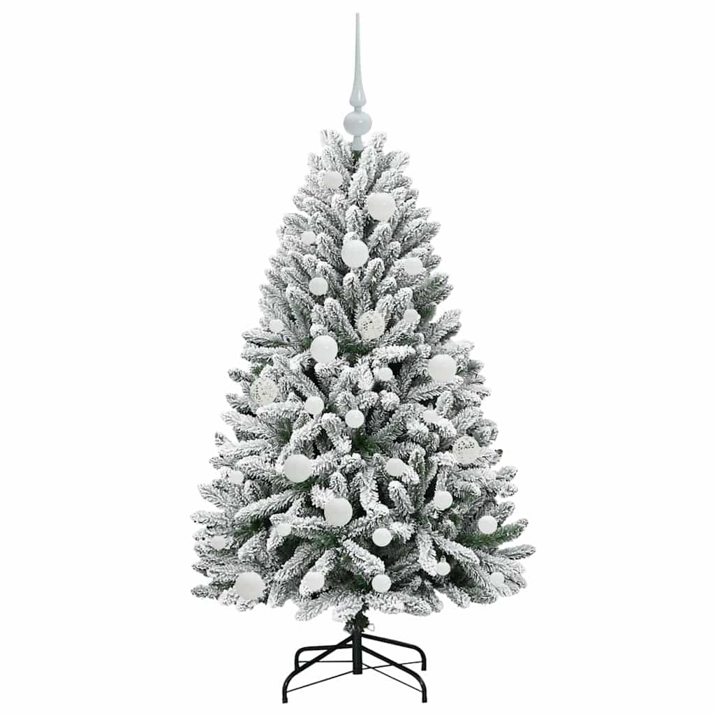 Kunstkerstboom Groen en Wit 120 cm PVC en Metaal