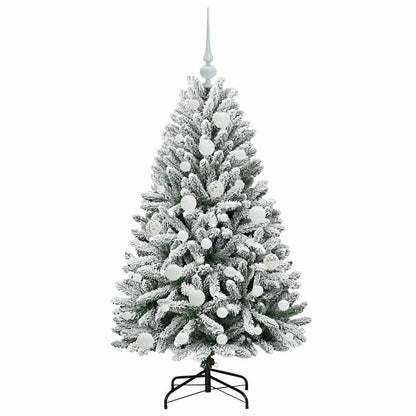 Kunstkerstboom Groen en Wit 120 cm PVC en Metaal
