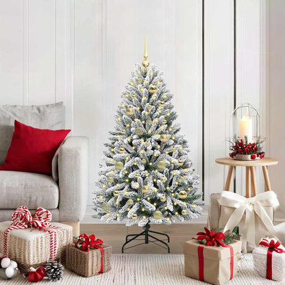 Kunstkerstboom Groen en Wit 120 cm PVC en Metaal
