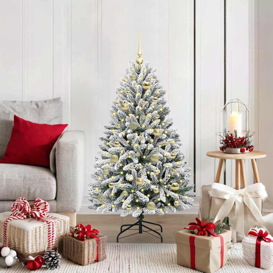 Kunstkerstboom Groen en Wit 120 cm PVC en Metaal