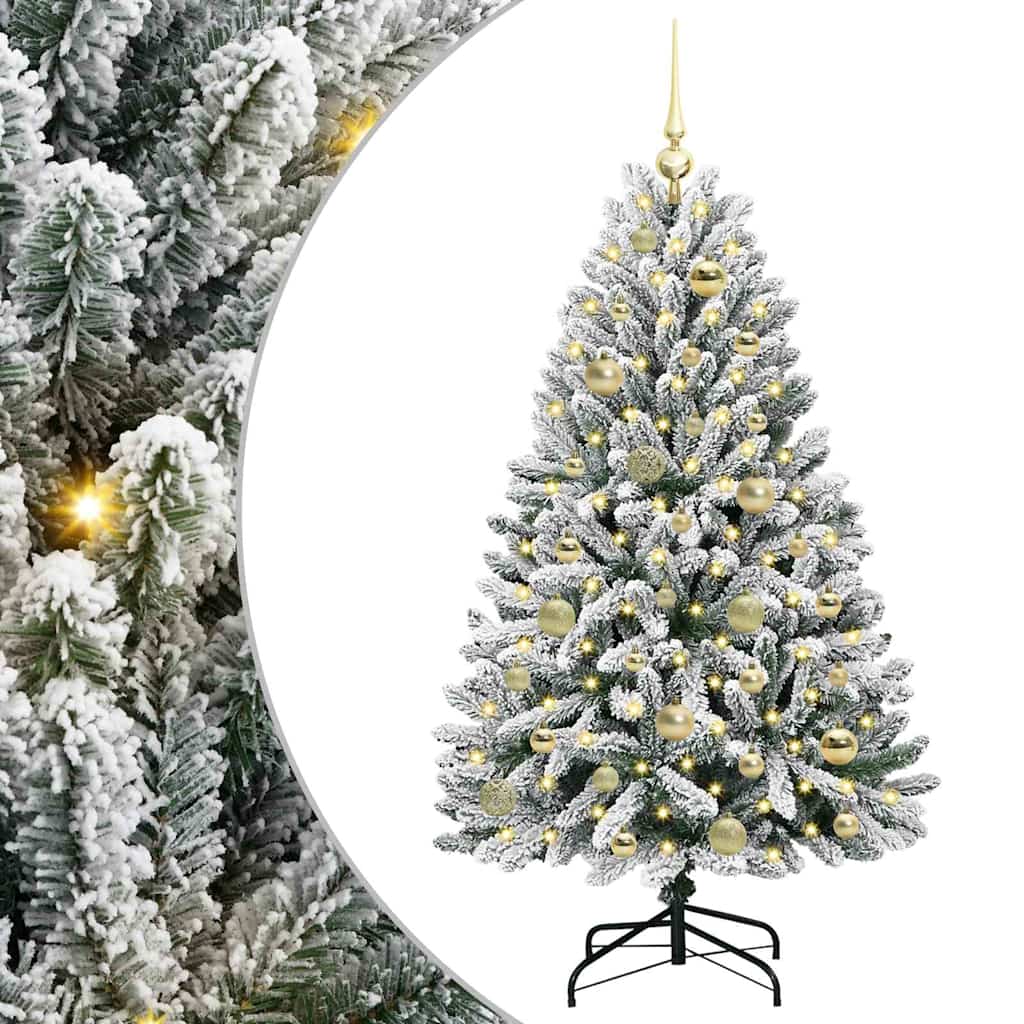 Kunstkerstboom Groen en Wit 120 cm PVC en Metaal