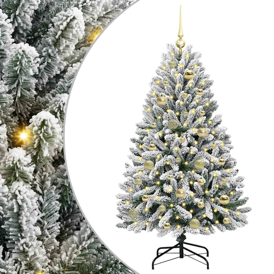 Kunstkerstboom Groen en Wit 120 cm PVC en Metaal