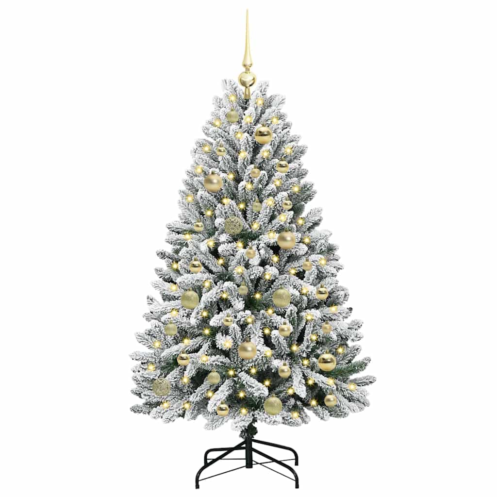 Kunstkerstboom Groen en Wit 120 cm PVC en Metaal