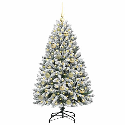 Kunstkerstboom Groen en Wit 120 cm PVC en Metaal