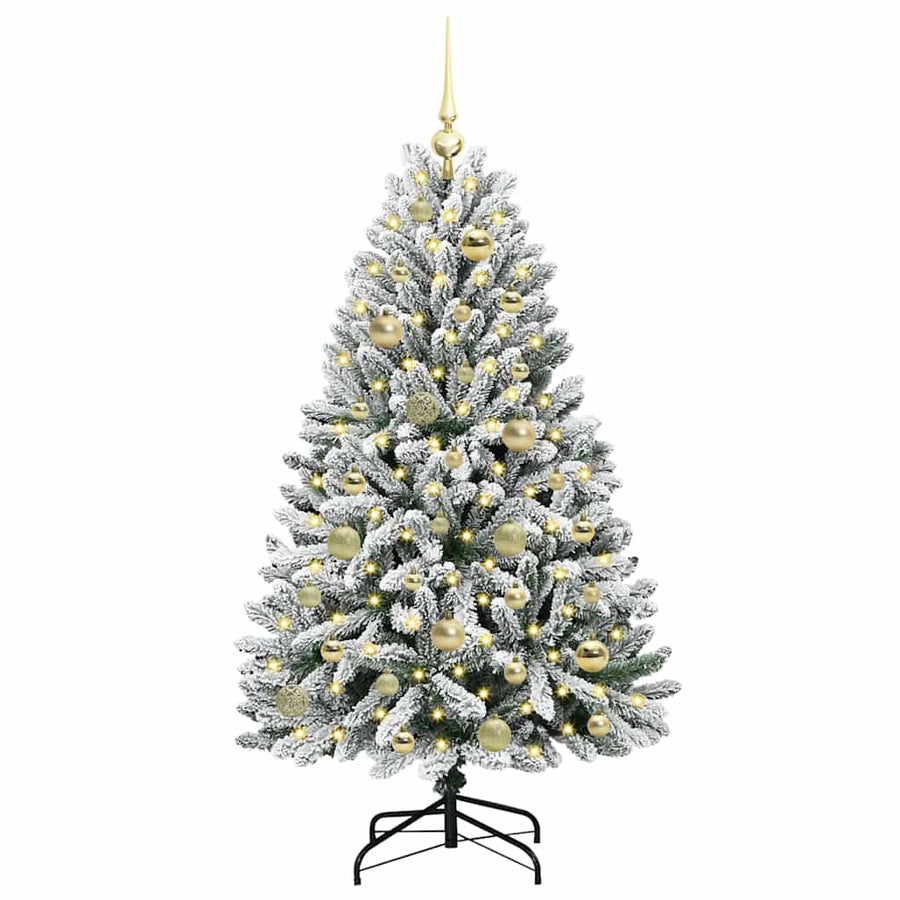 Kunstkerstboom Groen en Wit 120 cm PVC en Metaal