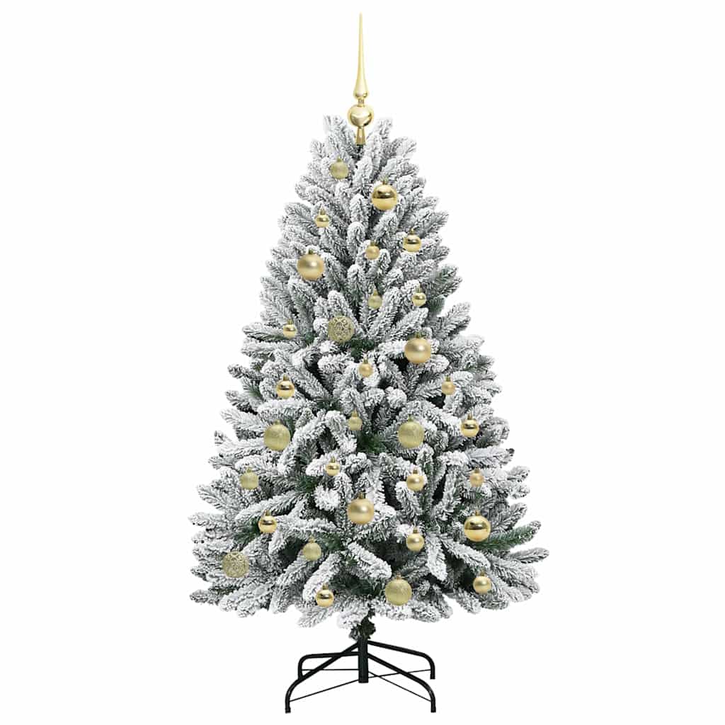 Kunstkerstboom Groen en Wit 120 cm PVC en Metaal