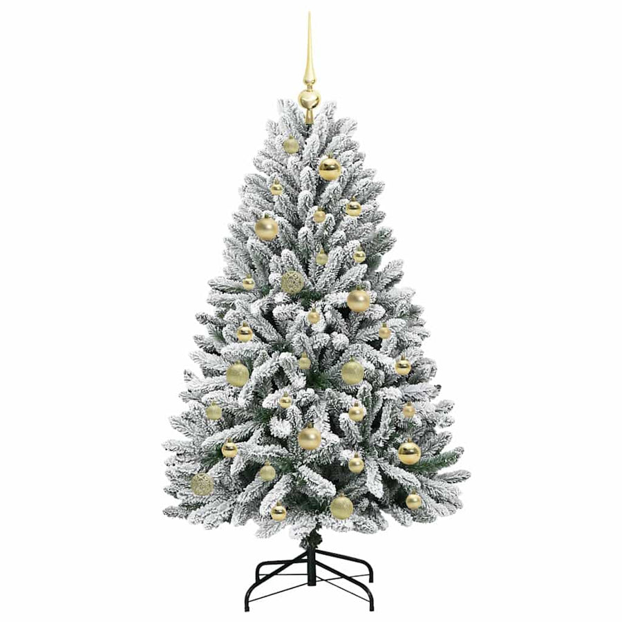 Kunstkerstboom Groen en Wit 120 cm PVC en Metaal