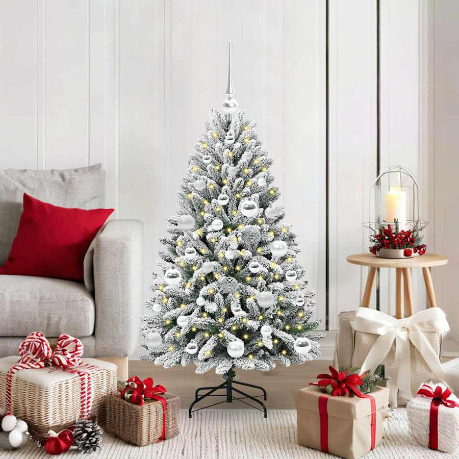 Kunstkerstboom Groen en Wit 120 cm PVC en Metaal