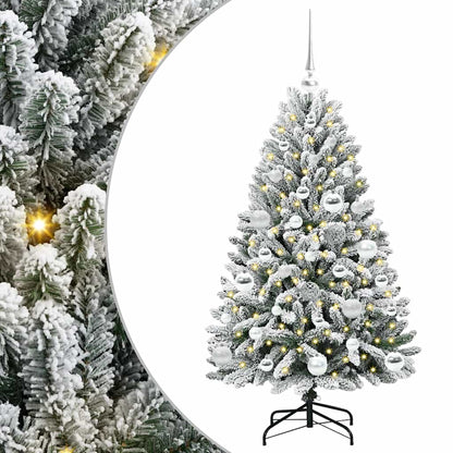 Kunstkerstboom Groen en Wit 120 cm PVC en Metaal