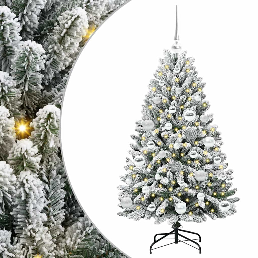 Kunstkerstboom Groen en Wit 120 cm PVC en Metaal