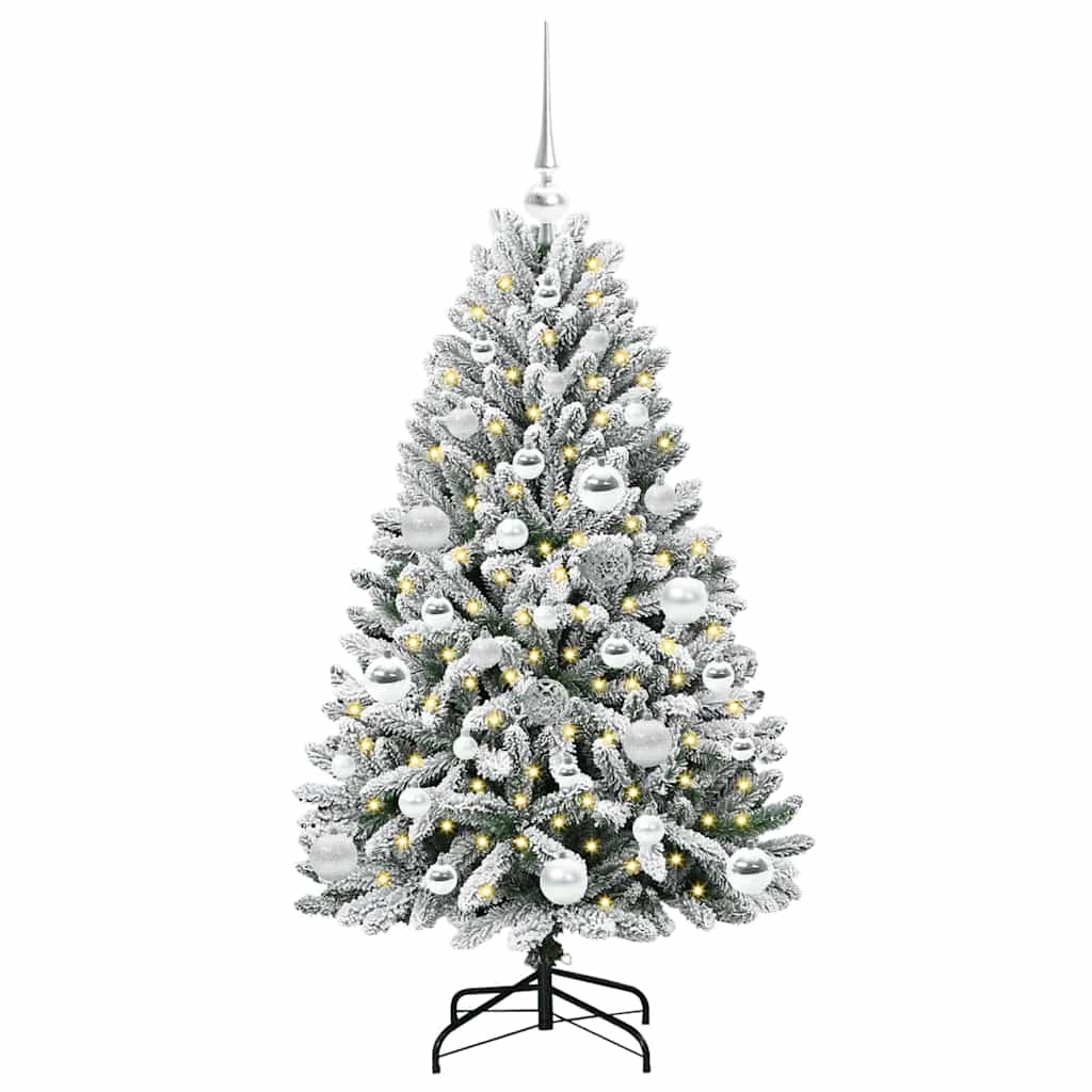 Kunstkerstboom Groen en Wit 120 cm PVC en Metaal