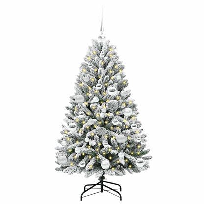 Kunstkerstboom Groen en Wit 120 cm PVC en Metaal