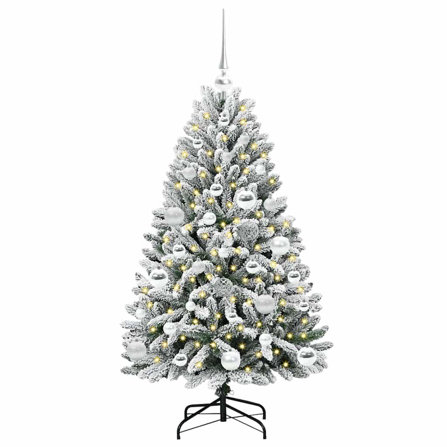 Kunstkerstboom Groen en Wit 120 cm PVC en Metaal