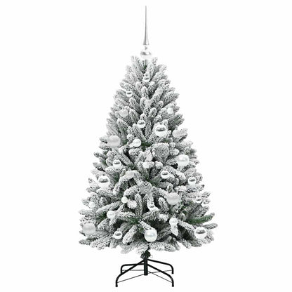 Kunstkerstboom Groen en Wit 120 cm PVC en Metaal