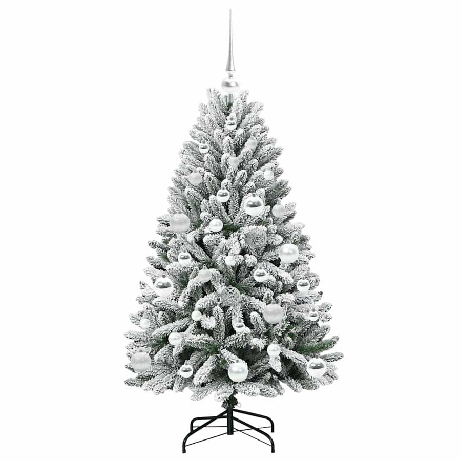 Kunstkerstboom Groen en Wit 120 cm PVC en Metaal