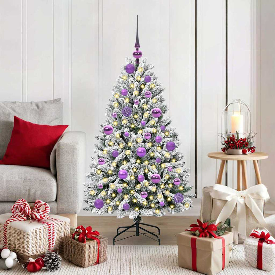 Kunstkerstboom Groen en Wit 120 cm PVC en Metaal