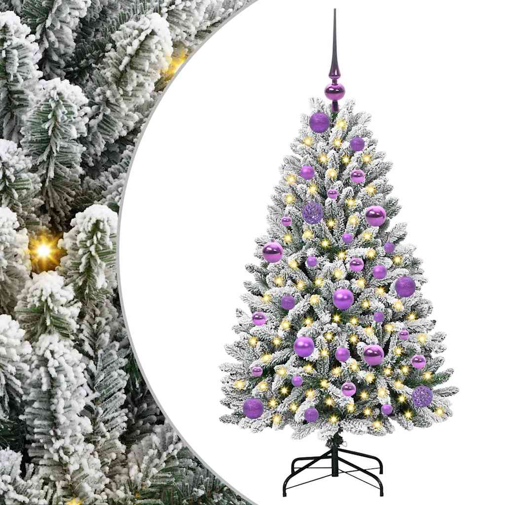 Kunstkerstboom Groen en Wit 120 cm PVC en Metaal