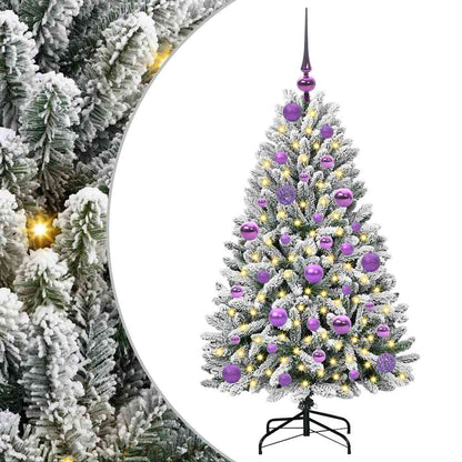 Kunstkerstboom Groen en Wit 120 cm PVC en Metaal