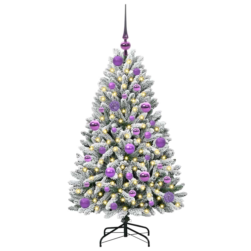 Kunstkerstboom Groen en Wit 120 cm PVC en Metaal