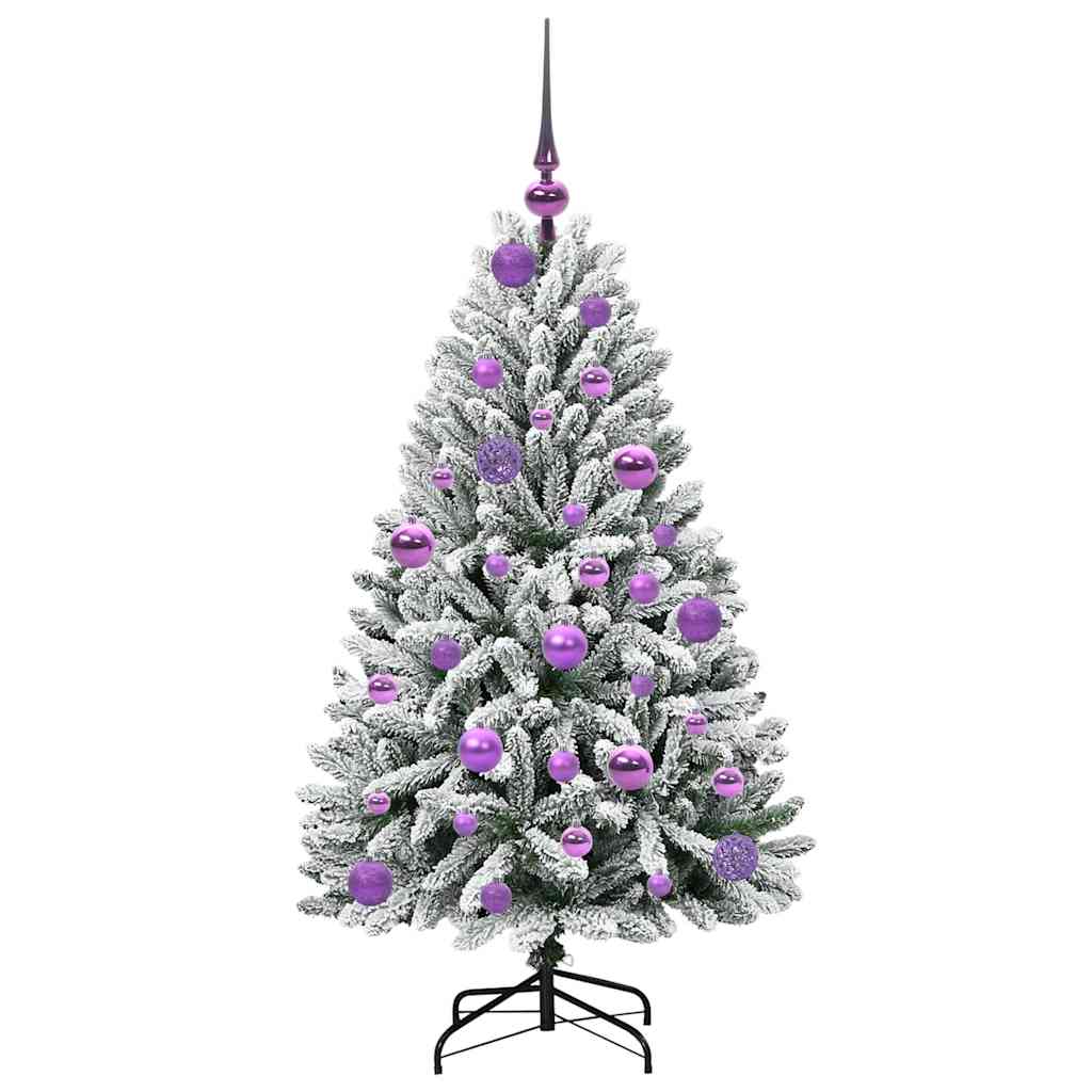 Kunstkerstboom Groen en Wit 120 cm PVC en Metaal