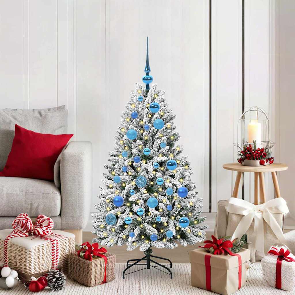 Kunstkerstboom Groen en Wit 120 cm PVC en Metaal