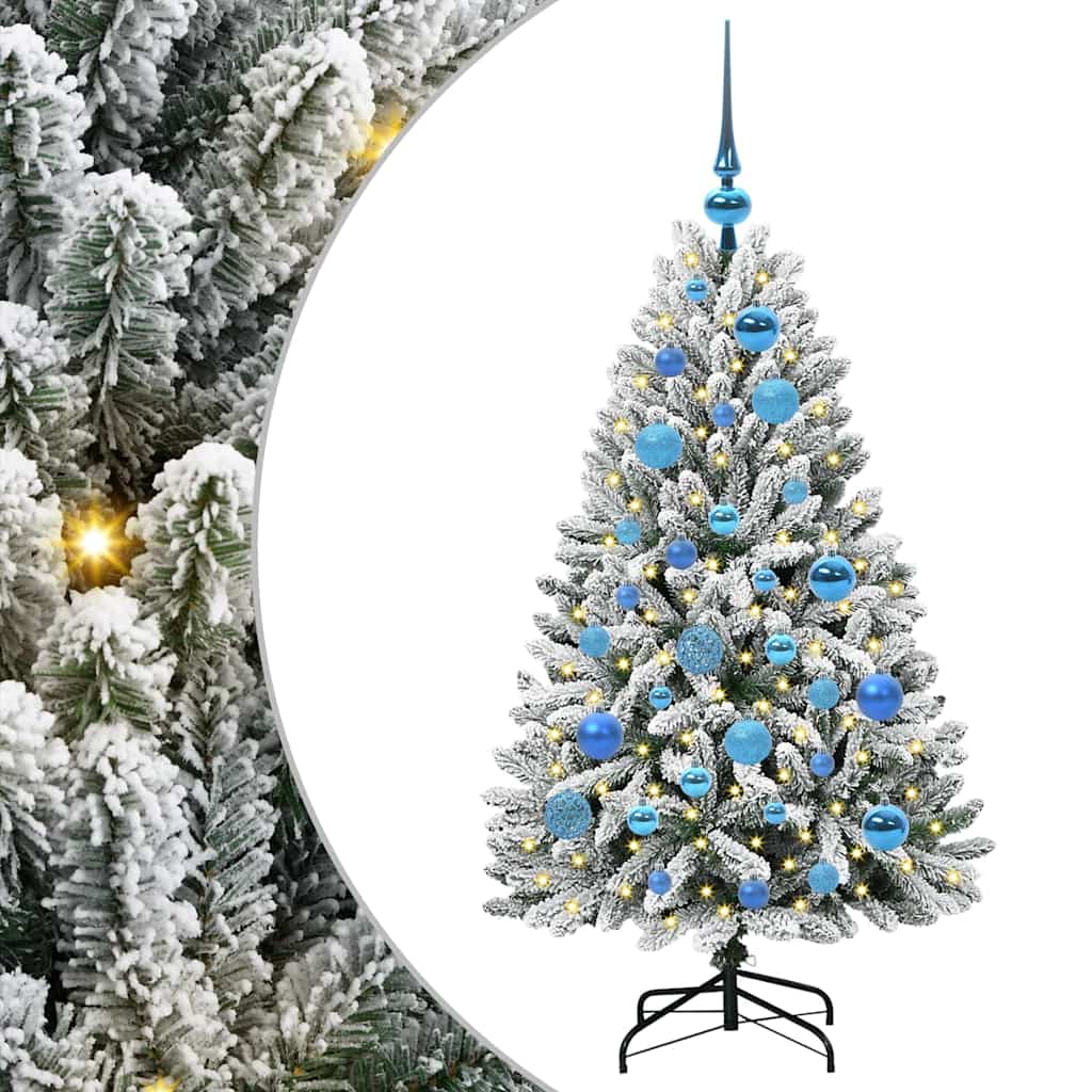 Kunstkerstboom Groen en Wit 120 cm PVC en Metaal