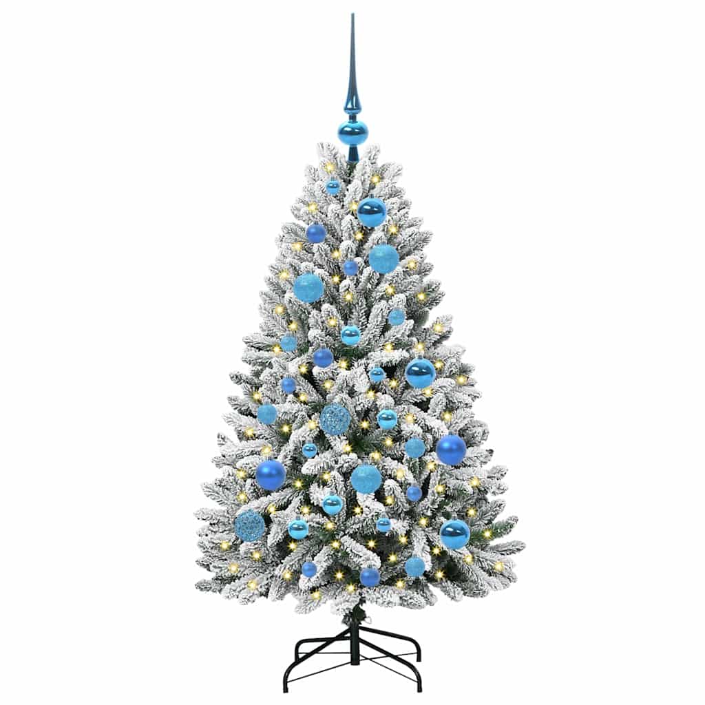 Kunstkerstboom Groen en Wit 120 cm PVC en Metaal