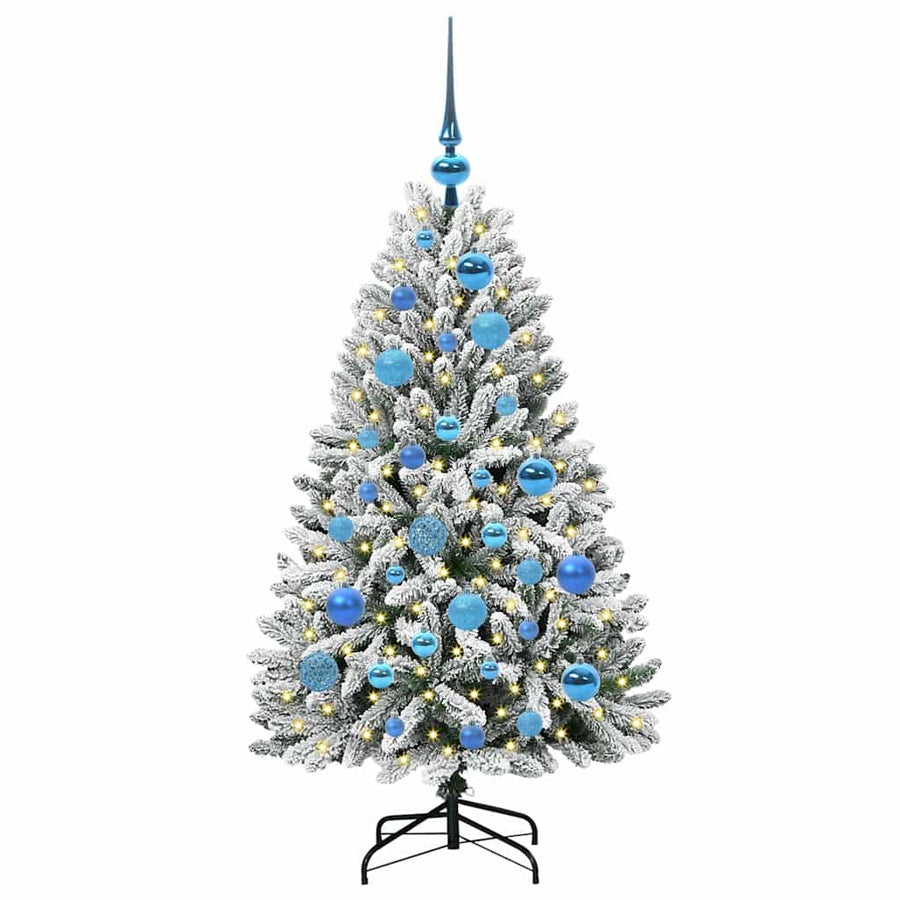 Kunstkerstboom Groen en Wit 120 cm PVC en Metaal