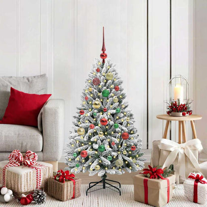 Kunstkerstboom Groen en Wit 120 cm PVC en Metaal