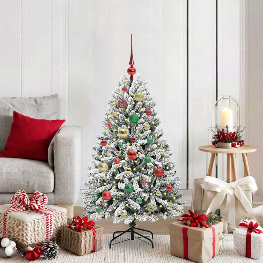 Kunstkerstboom Groen en Wit 120 cm PVC en Metaal